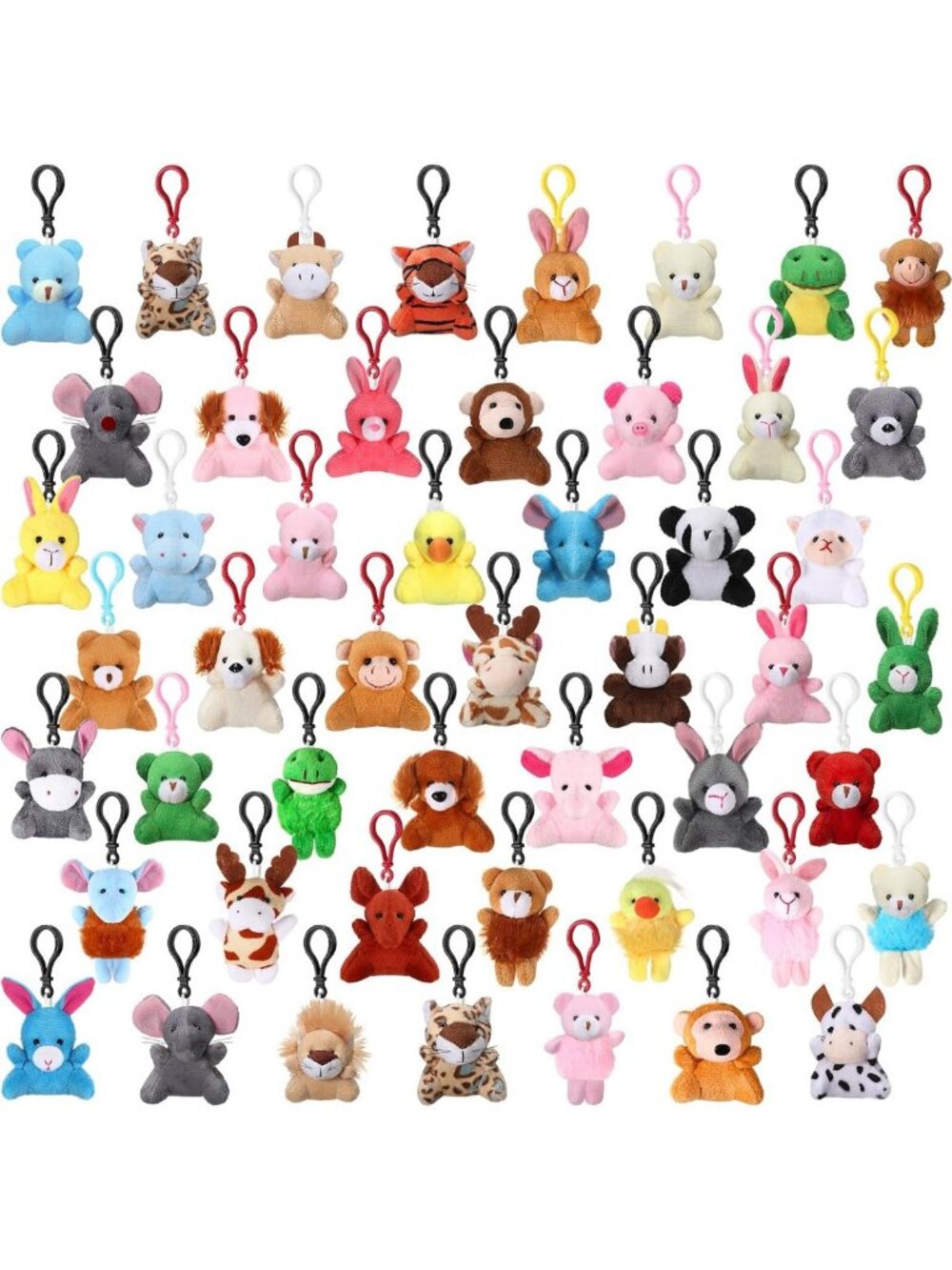 Cute Mini Plush Animal Keychains - 50 Pcs Stuffed Toys for Kids, Forest Theme